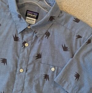Patagonia Men's Organic Hemp Cotton Short Sleeve Button Down Shirt Sz M